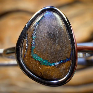 Bargain Card! Sterling Silver - Solid Queensland Boulder Opal Ring
