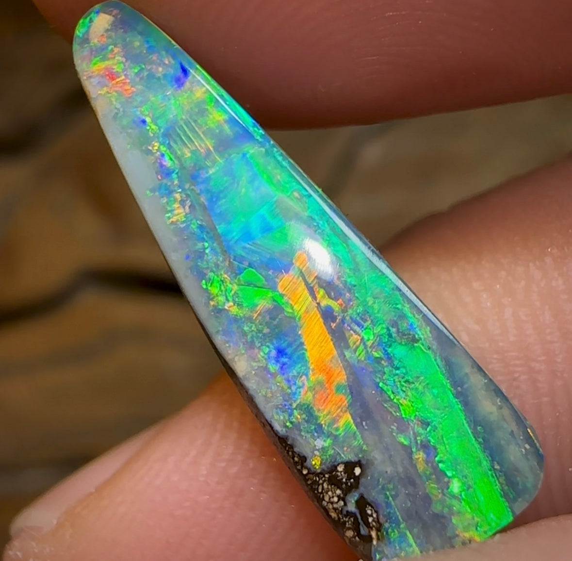 5.6cts - “Light Beams” Australian Boulder Opal from Winton. Gem Quality - Opal Whisperers