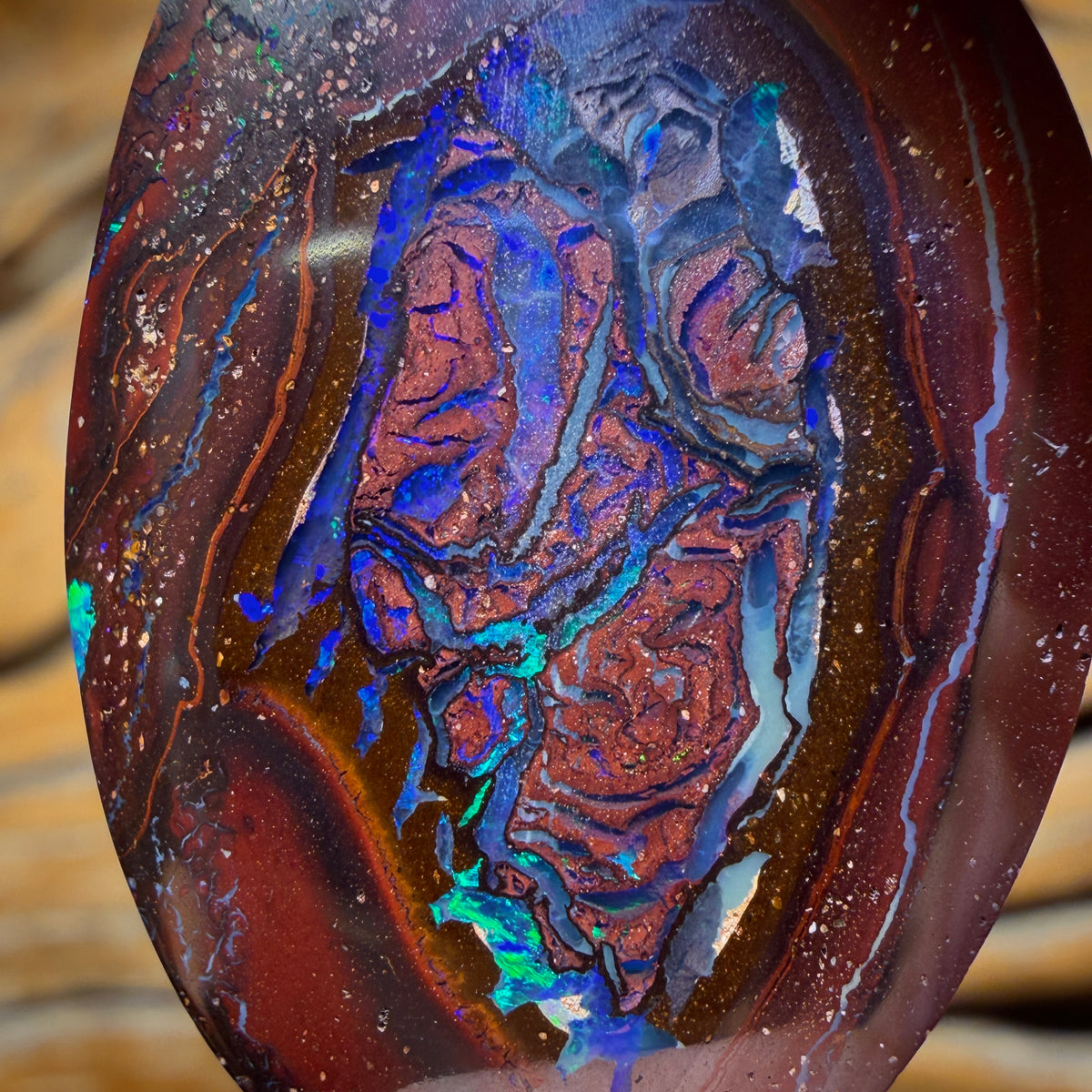 Aren’t You Glad You Hung Around Card! 42.9cts - Yowah Nut Kernel Opal. Double Sided