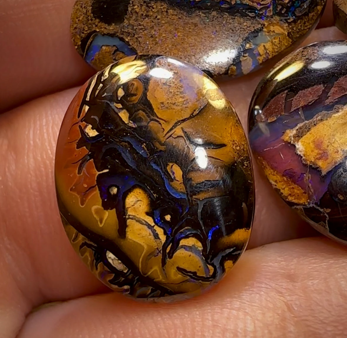 🔒36.7cts - 5x Finished Tribal Queensland Boulder Opals. Wholesale Parcel