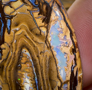 91cts - Double Sided Australian Boulder Opal Tribal Cave Pattern - Opal Whisperers