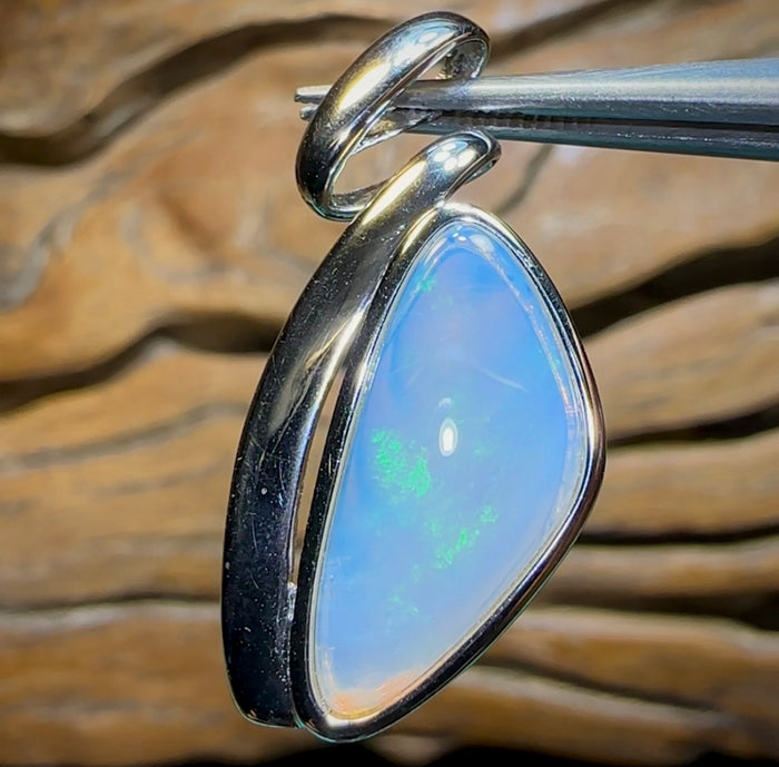 Sterling Silver - Solid South Australian Crystal Opal Pendant - Opal Whisperers