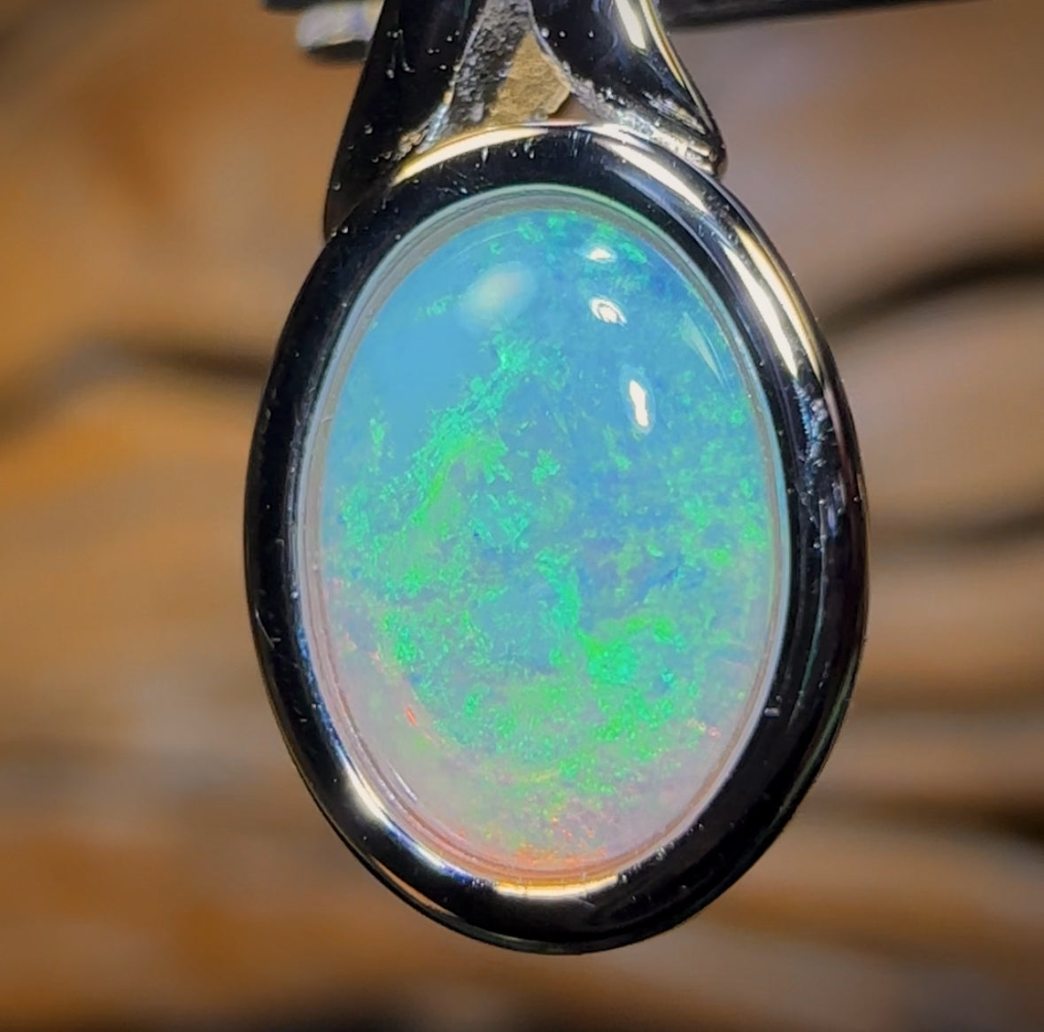 Sterling Silver - Solid South Australian Crystal Opal Pendant