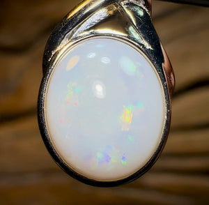 Sterling Silver - Large Solid South Australian White Opal Pendant