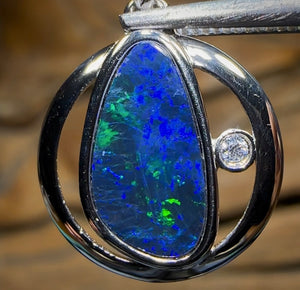 ￼Sterling Silver - Australian Boulder Opal Doublet Pendant - Opal Whisperers