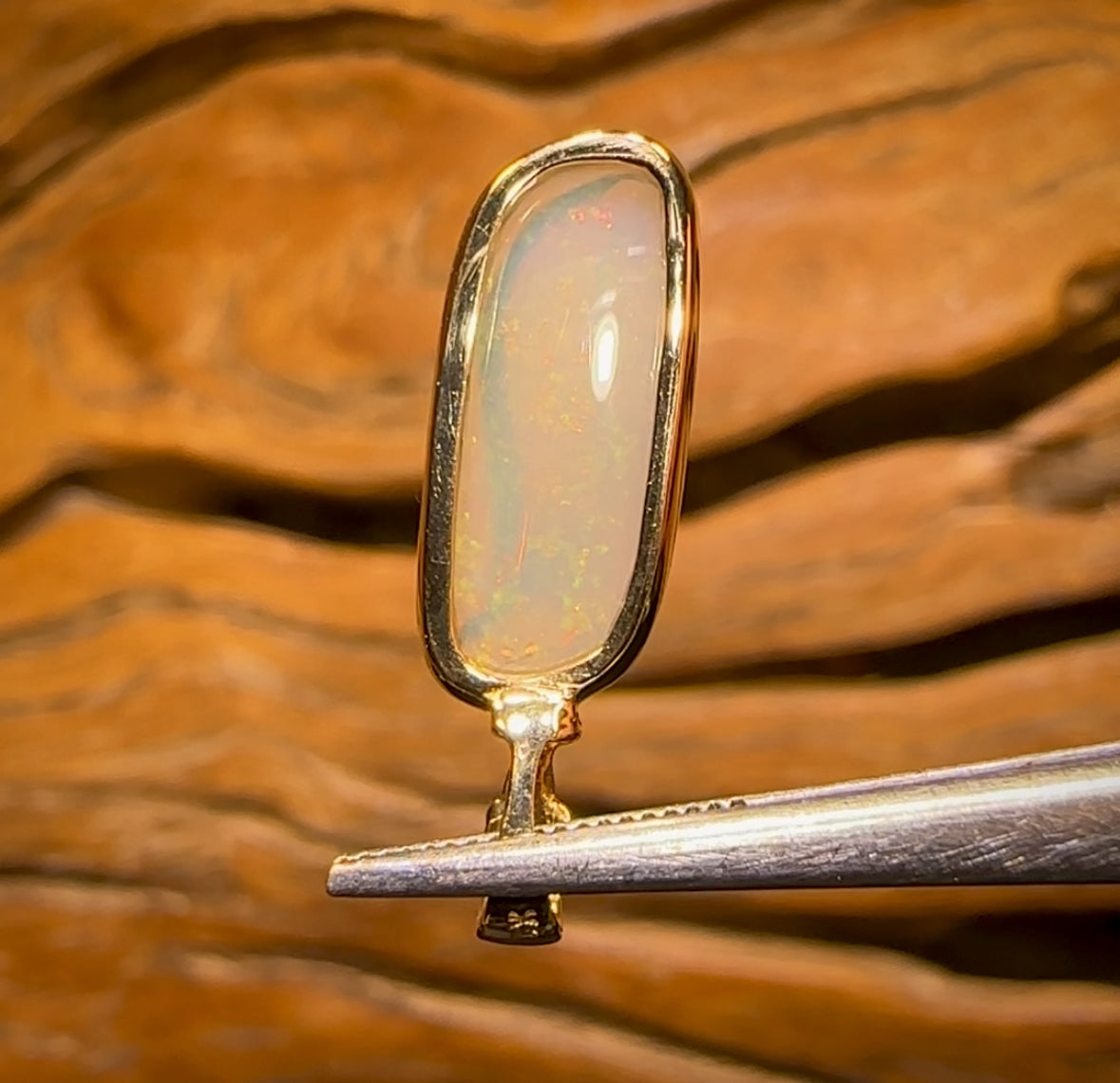 14k Gold - Solid South Australian Crystal Opal Pendant