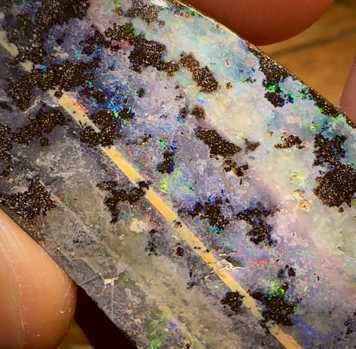 272.1cts - Very Large Queensland Boulder Seam Opal. Amazing Landscape with Multicolours!
