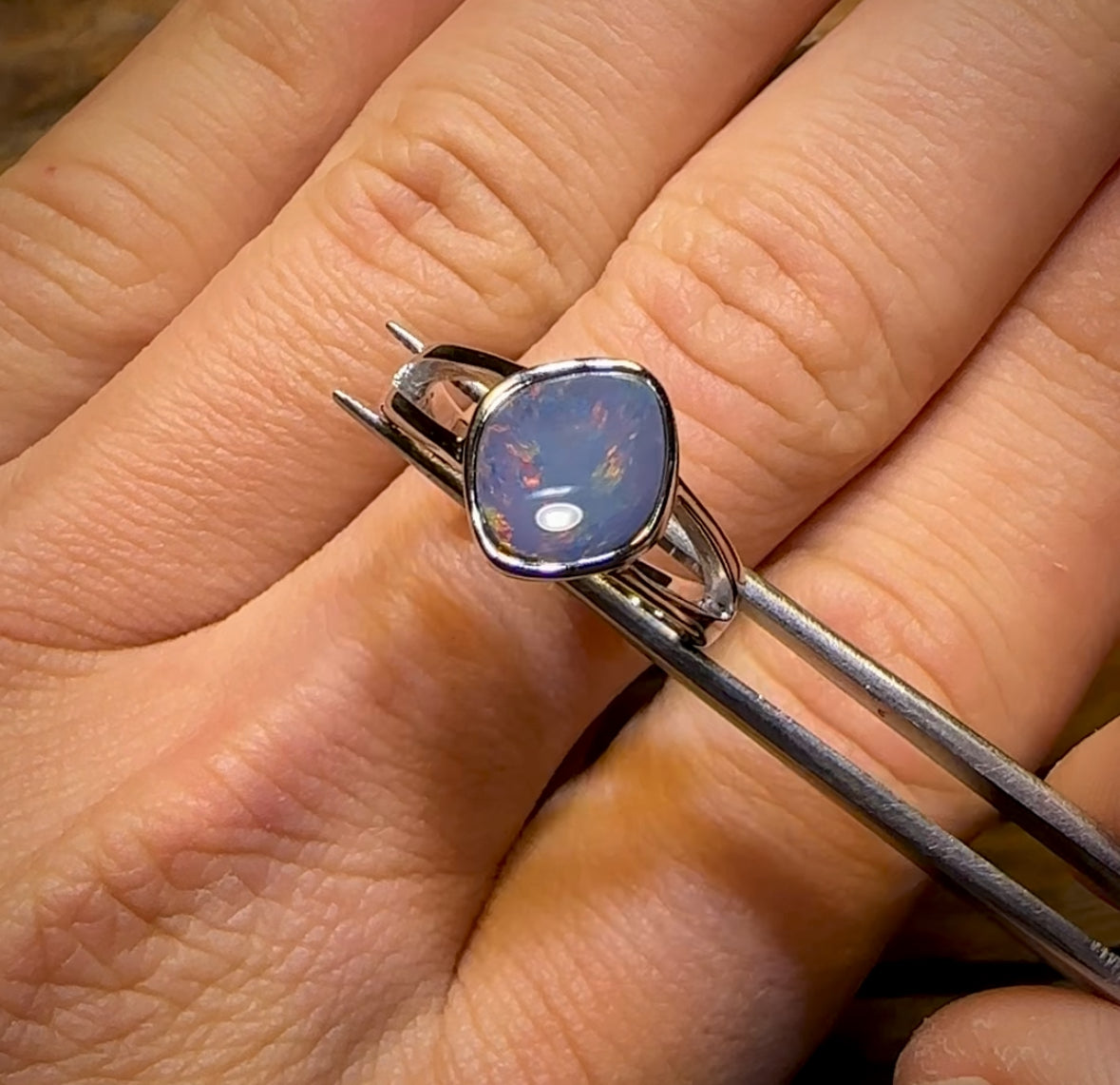 Sterling Silver - Queensland Boulder Opal Doublet Ring Half Price BARGAIN