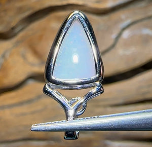 Silver - Solid South Australian White Opal Pendant - Opal Whisperers