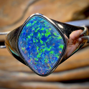 14k White Gold - Queensland Boulder UNISEX Opal Doublet Ring