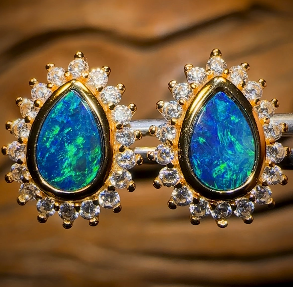 Sterling Silver - Australian Boulder Opal Doublet Stud Earrings