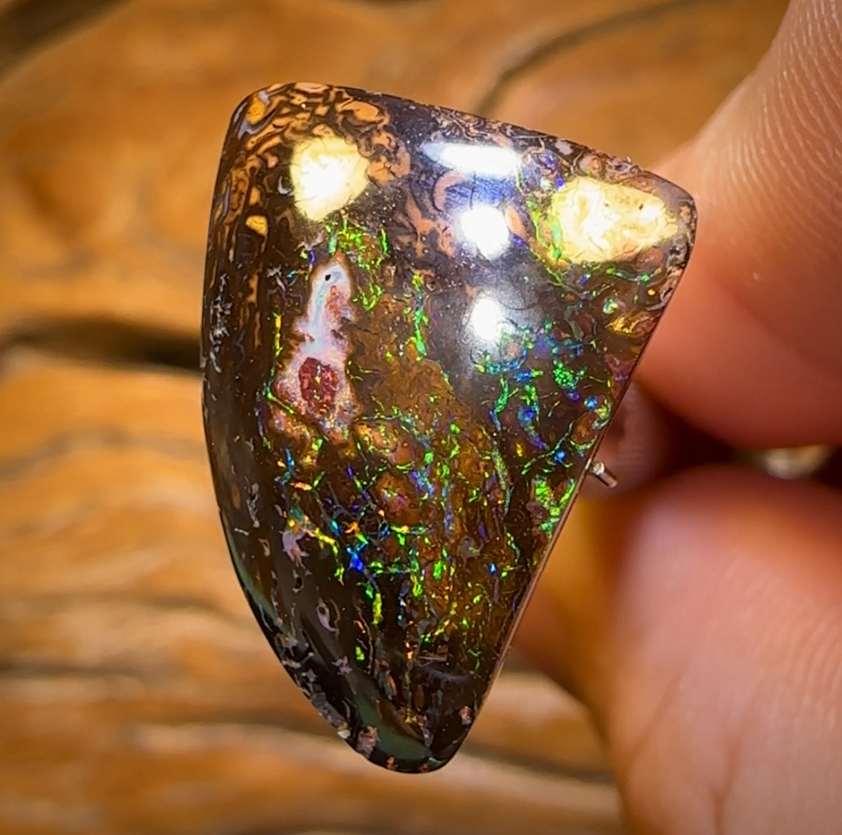 14.1cts - Top Black Electric Tribal Koroit Nut Opal. Australian Opal