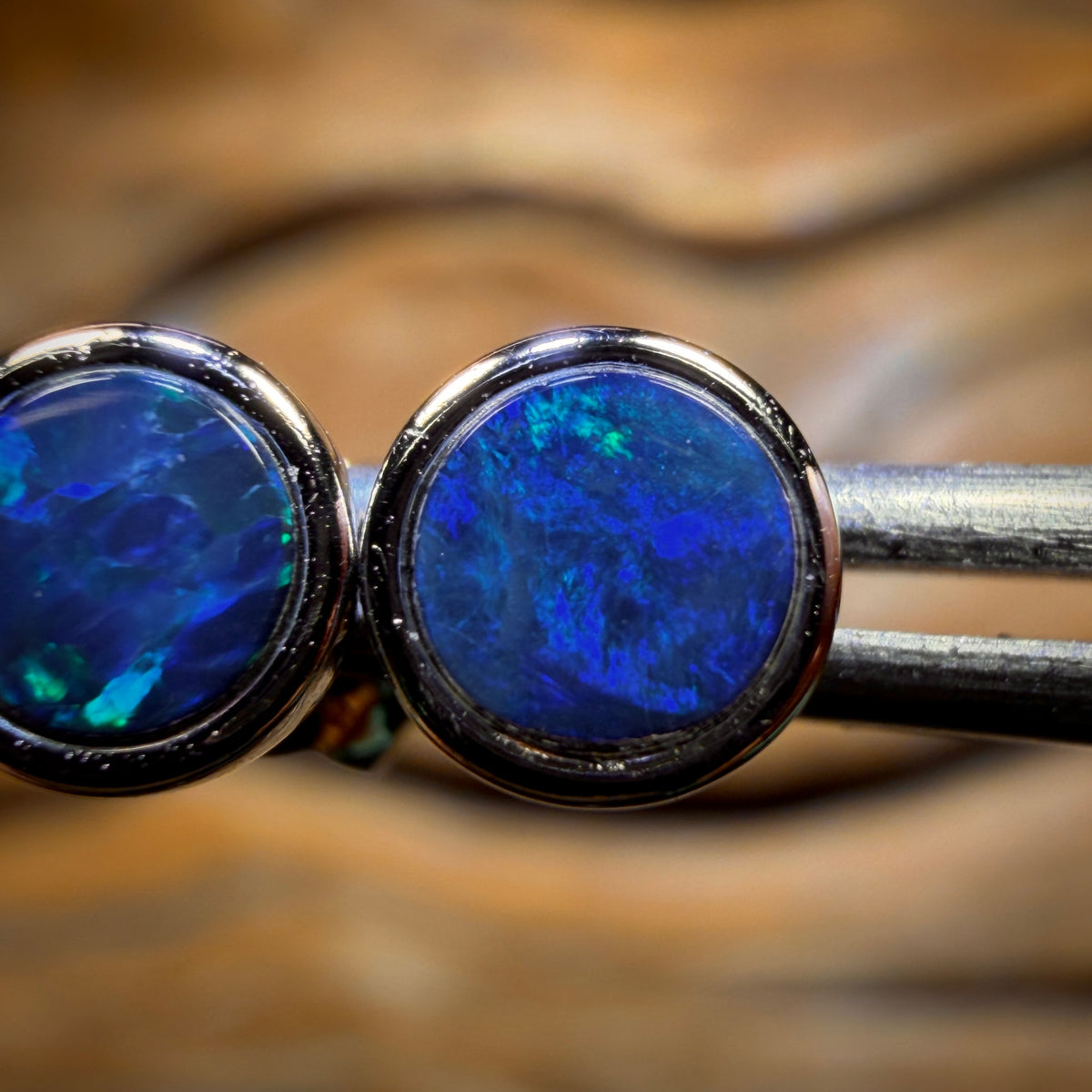 Sterling Silver - Australian Boulder Opal Doublet Stud Earrings