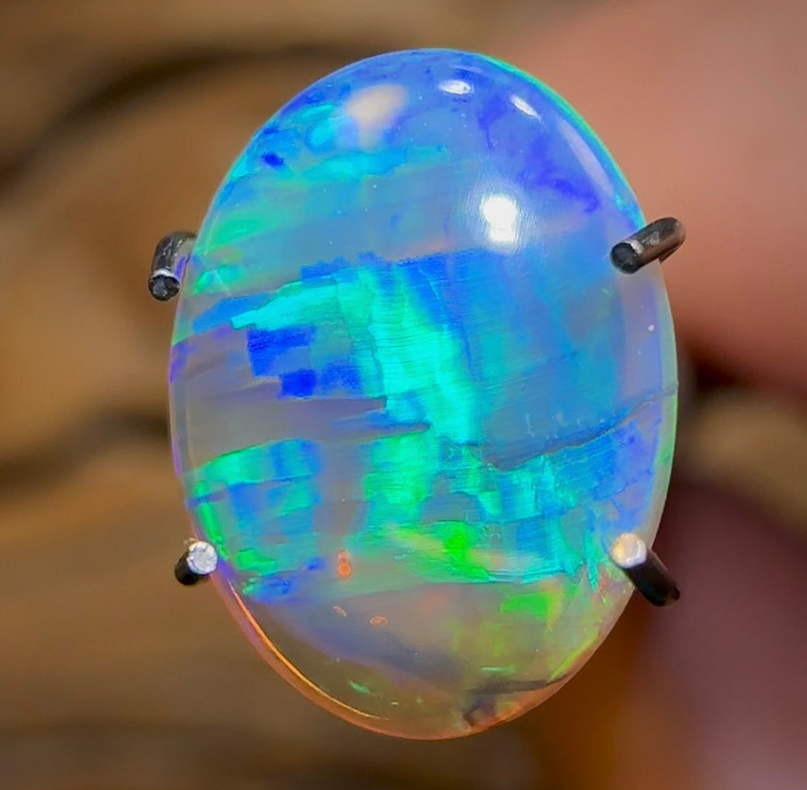 1.25cts - ‘Digital Wave’ Lightning Ridge Crystal Opal. Double Sided Clean Pure - Opal Whisperers