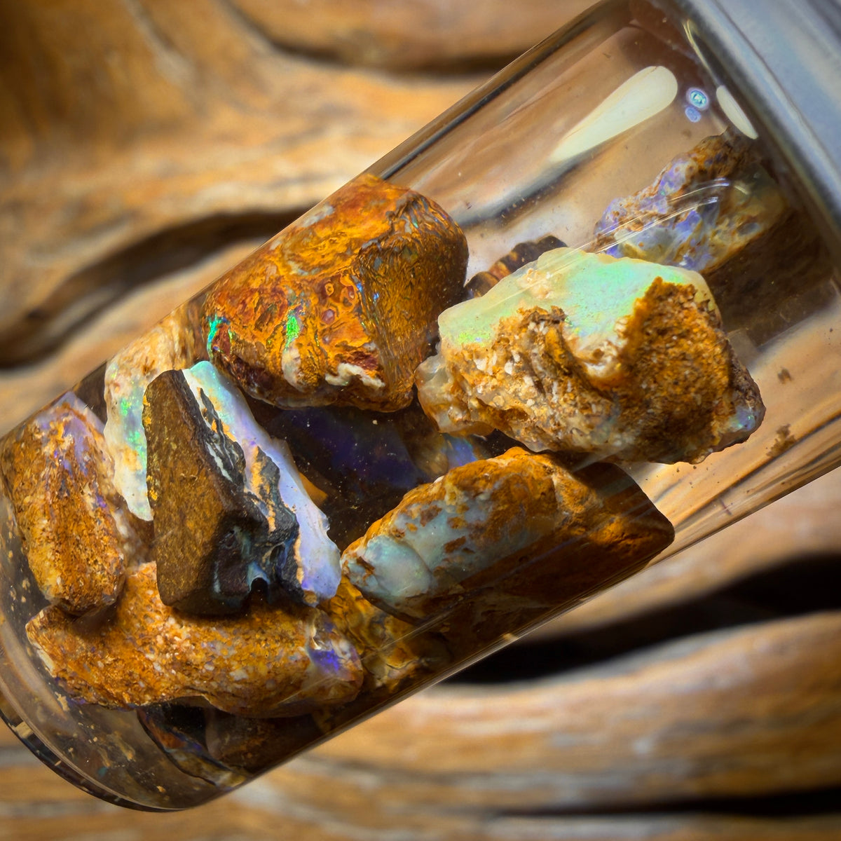 57cts - Jar of Yowah Nut Opal Rough w/ Fossil Opal