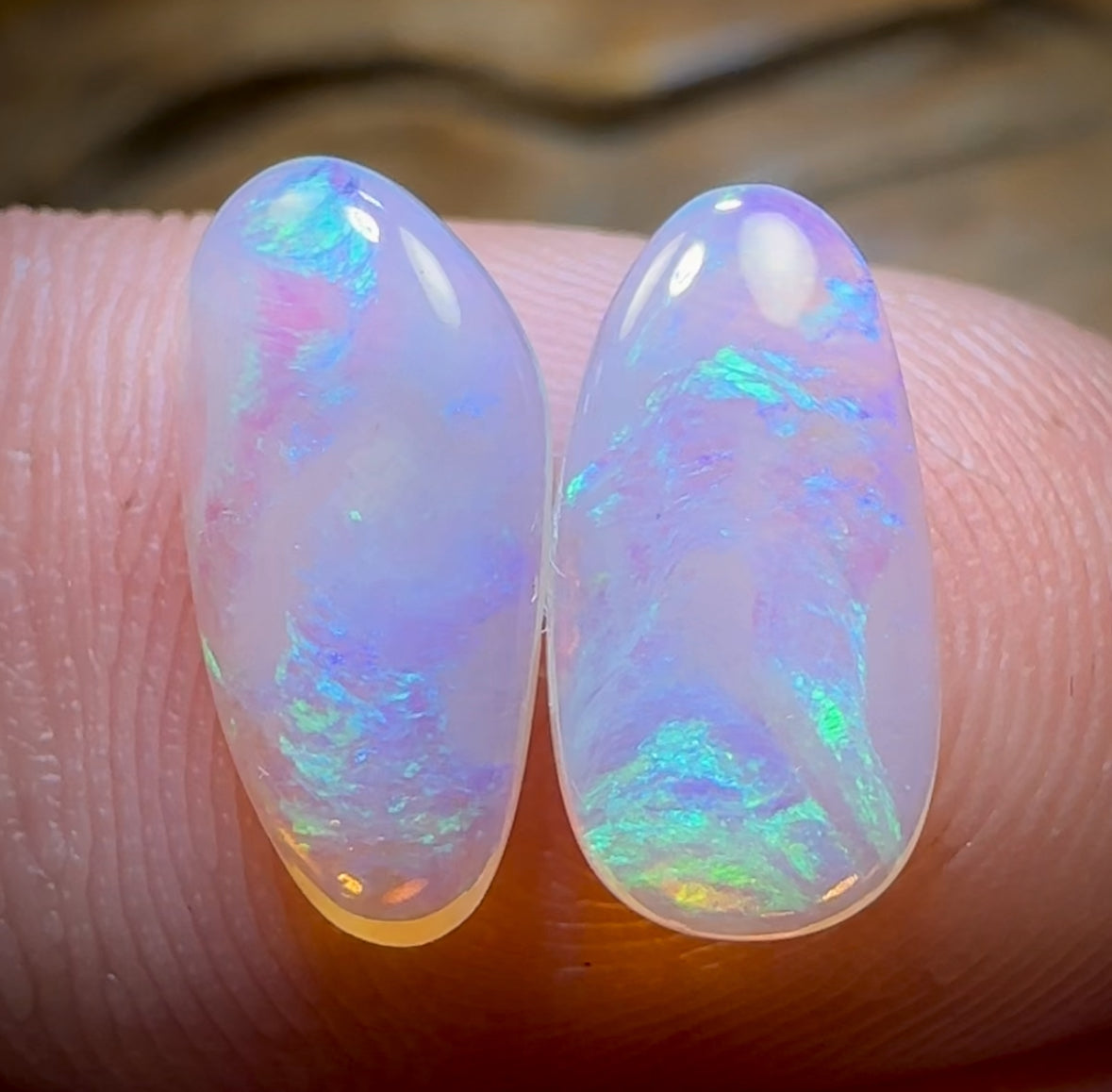 2.4cts - Lightning Ridge Crystal Opal Pair
