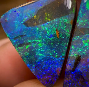 7.95cts - “Twin Peaks”   Solid Queensland Boulder Opal Pair - Opal Whisperers