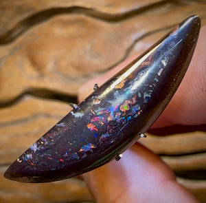 12.9cts - Red Fire on Dark Ironstone Queensland Boulder Opal - Opal Whisperers