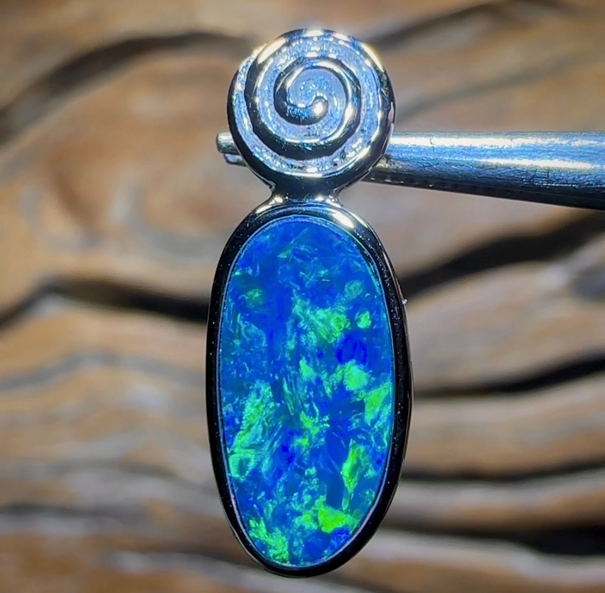 14k White Gold - Queensland Boulder Opal Doublet Pendant - Opal Whisperers