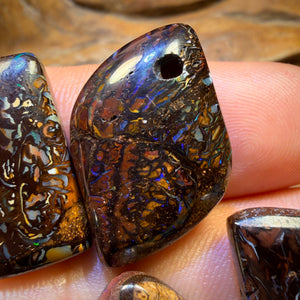 🔒157.8cts - 5x Drilled Tribal Queensland Boulder Opals. BARGAIN Wholesale Parcel