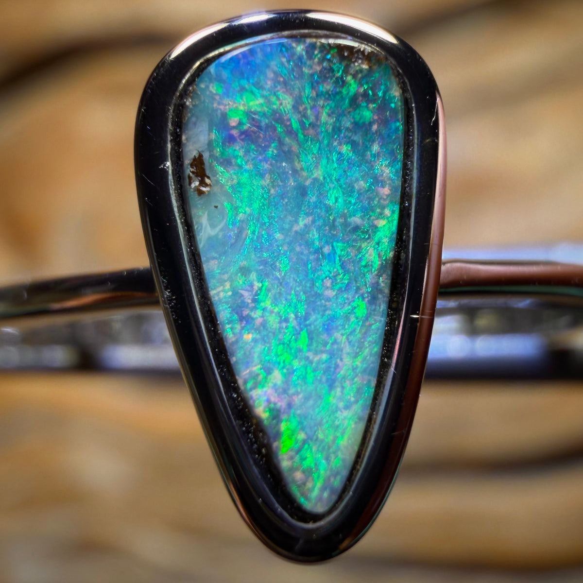 Bargain Card! Sterling Silver - Solid Queensland Boulder Opal Ring