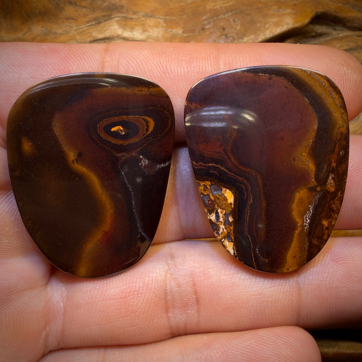 99.3cts - Tribal Queensland Boulder Opal Pair Picture Stones