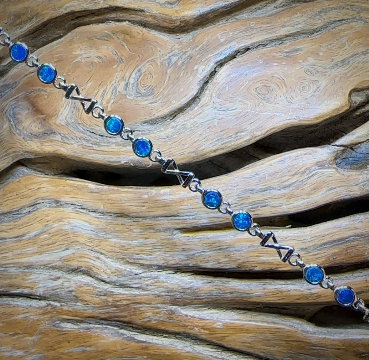 Sterling Silver - Australian Boulder Doublet Opal Bracelet