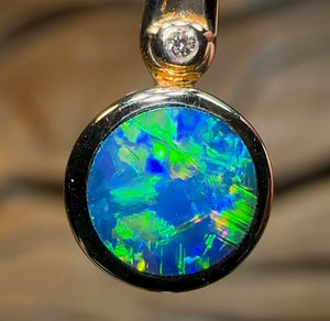 14k Yellow Gold - Queensland Boulder Doublet Opal Pendant - Opal Whisperers