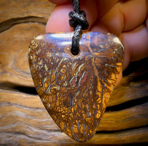 41 x 35mm - Drilled Boulder Opal Pendant w/ Eco Friendly Vegan Cord