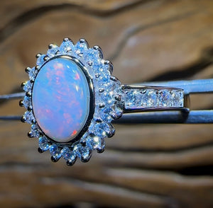 Sterling Silver - South Australian Solid White Opal Ring - Opal Whisperers