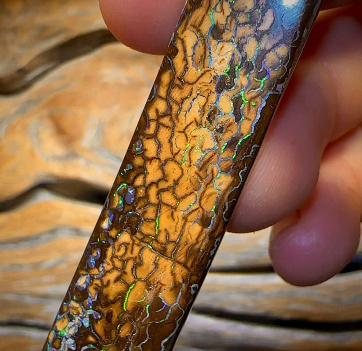Huge Solid Queensland Boulder Opal Pendant Tribal Pattern with Free Bale fitting