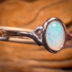 Bague en argent sterling avec opale de cristal d'Australie du Sud