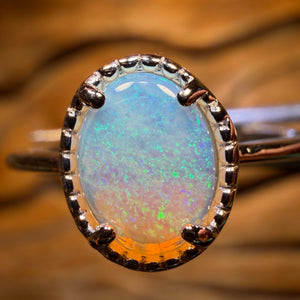 Sterling Silver - Solid South Australian Crystal Opal Ring