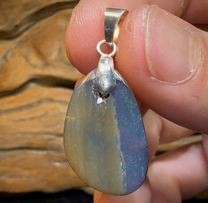 925 - Silver Boulder Opal Drilled Pendant - Opal Whisperers