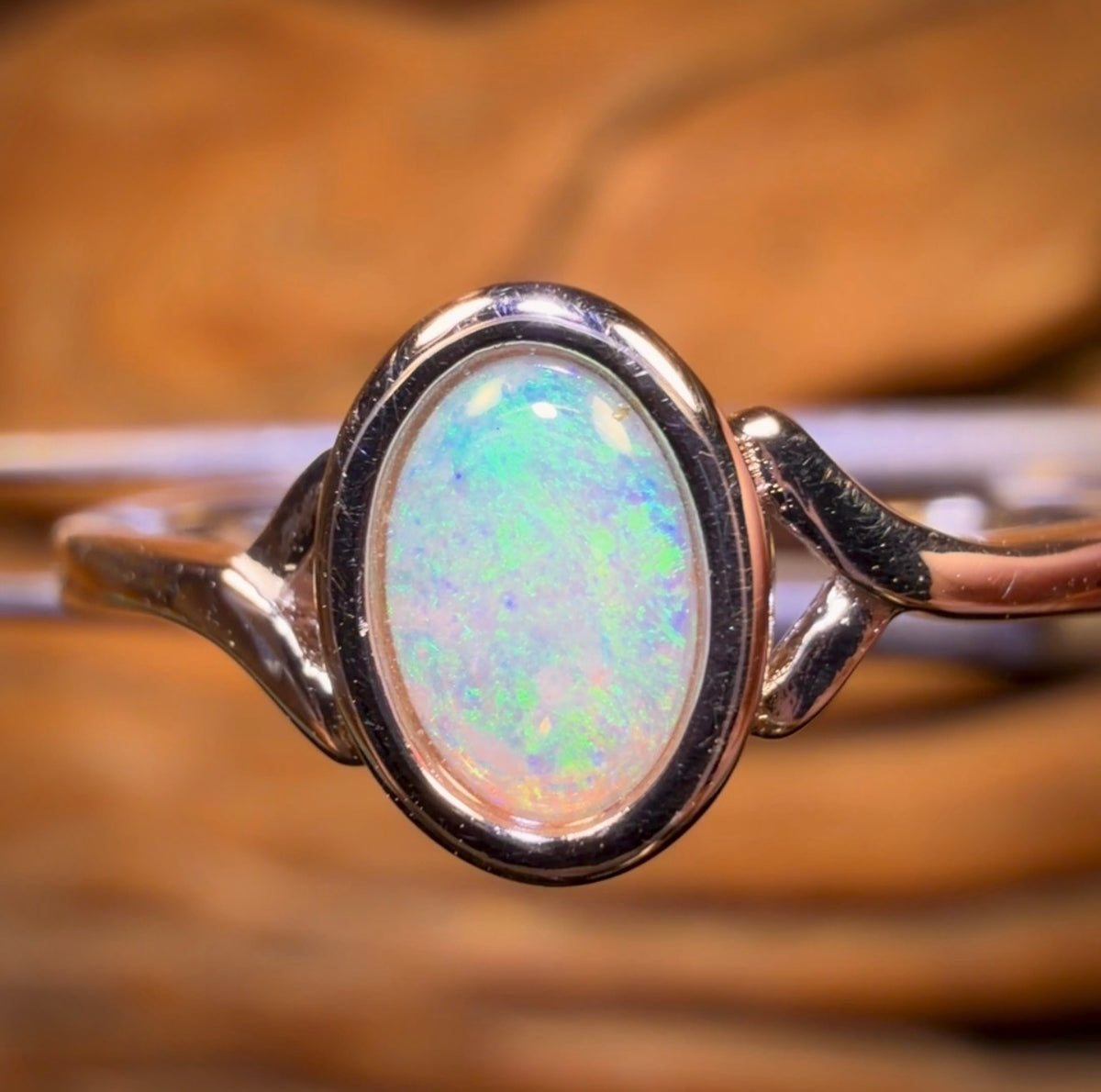 Bague en argent sterling avec opale de cristal d'Australie du Sud