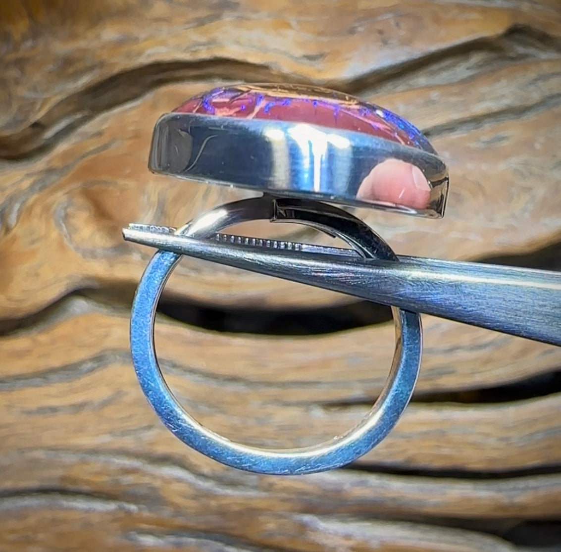 Sterling Silver - Large Solid Australian Tribal Boulder Opal Ring - Opal Whisperers