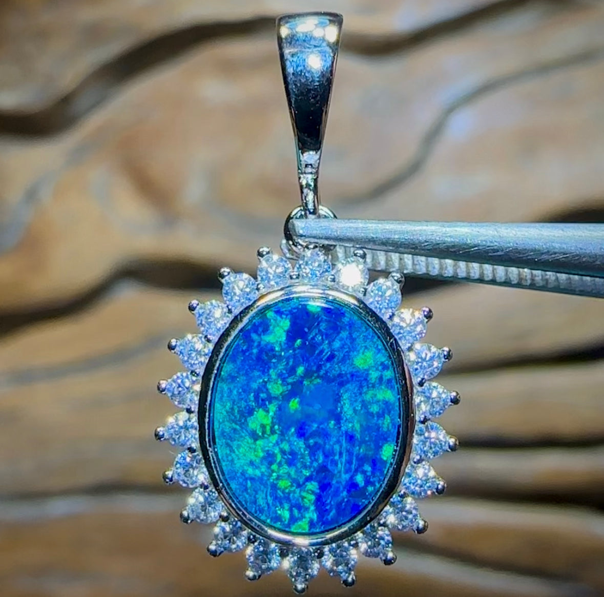 Sterling Silver - Australian Boulder Opal Doublet Pendant - Opal Whisperers