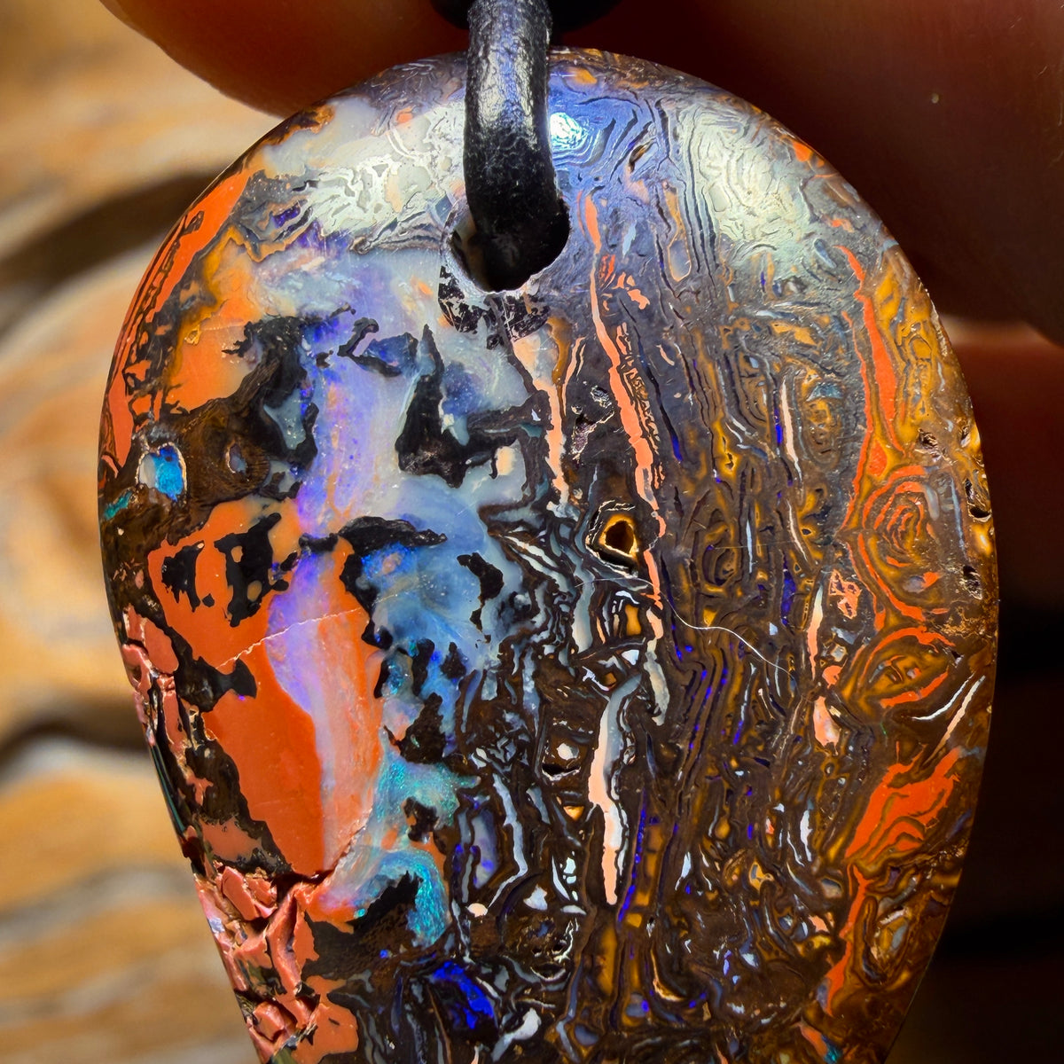 33 x 21mm - Drilled Tribal Queensland Boulder Opal Necklace