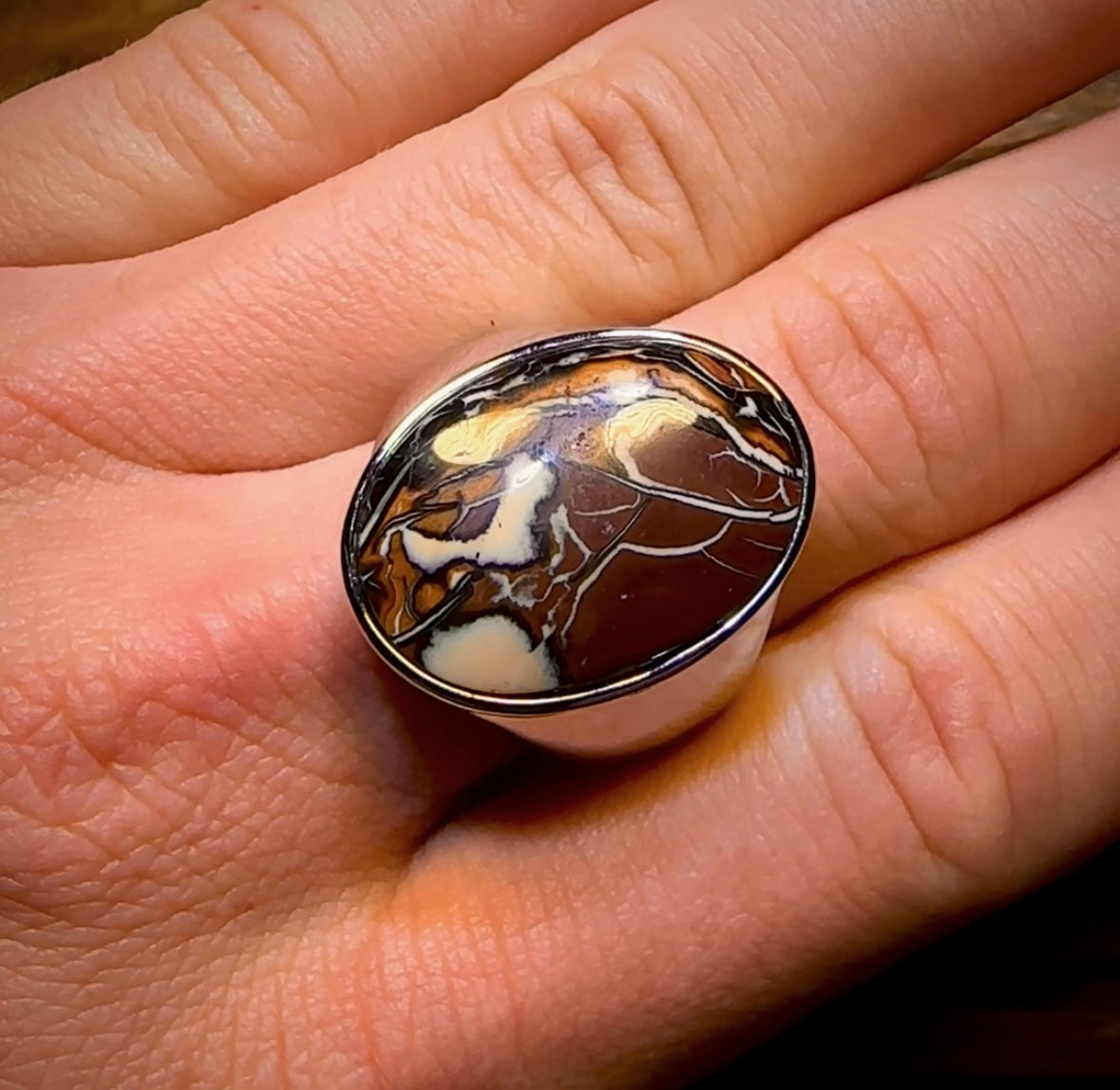 XL DADDY Sterling Silver - Large Solid Tribal Boulder Opal Ring. Unisex