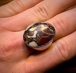 XL DADDY Sterling Silver - Large Solid Tribal Boulder Opal Ring. Unisex