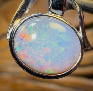 Sterling Silver - Solid South Australian Dark Opal Pendant