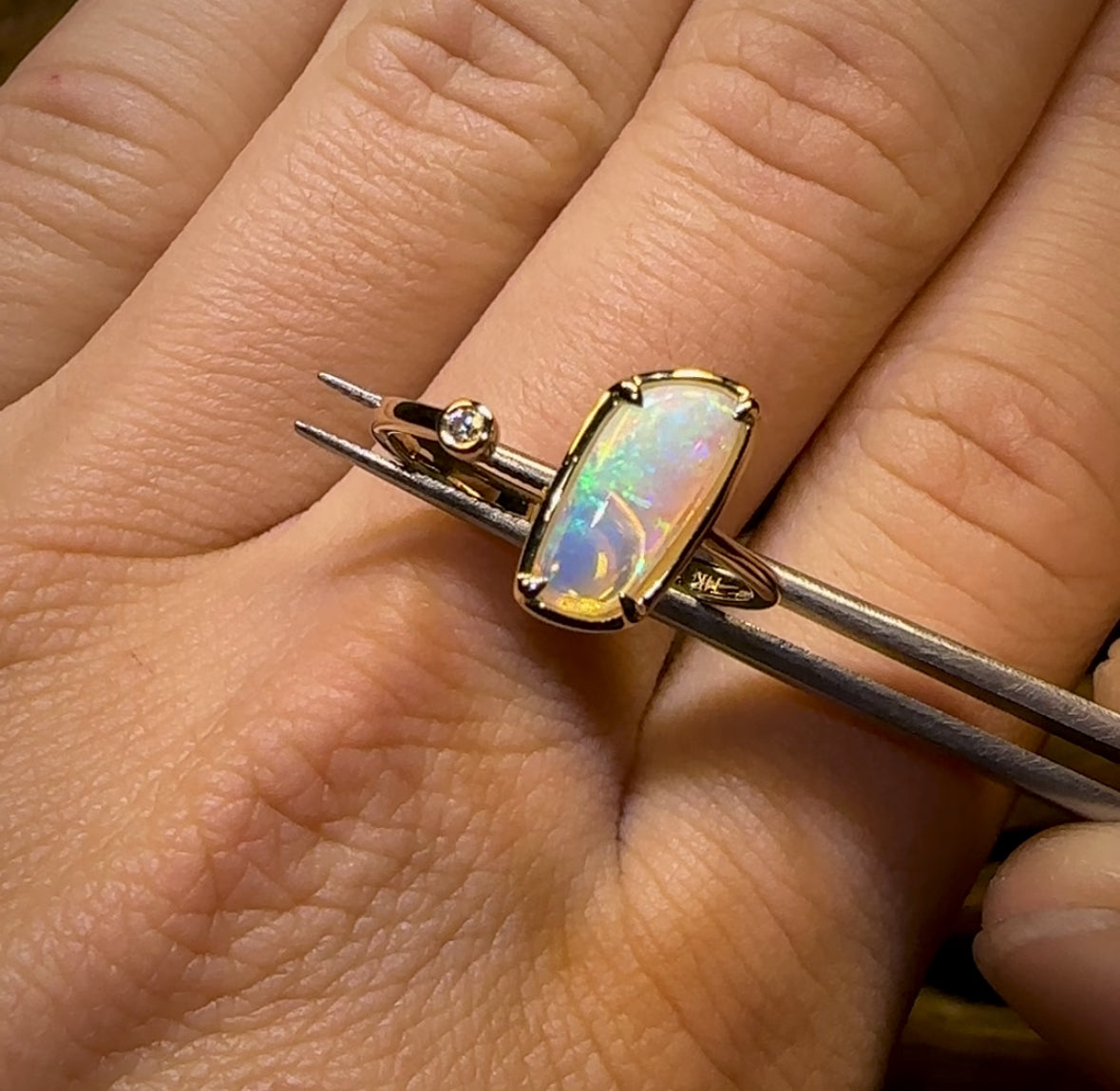 14k Gold - Solid South Australian Crystal Opal Ring