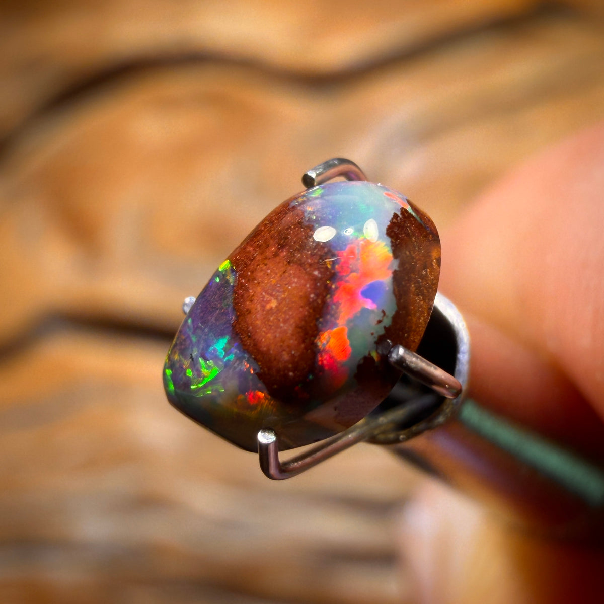 1.15cts - “Little Red Multi Rippa” Australian Crystal Center Boulder Opal from Yowah