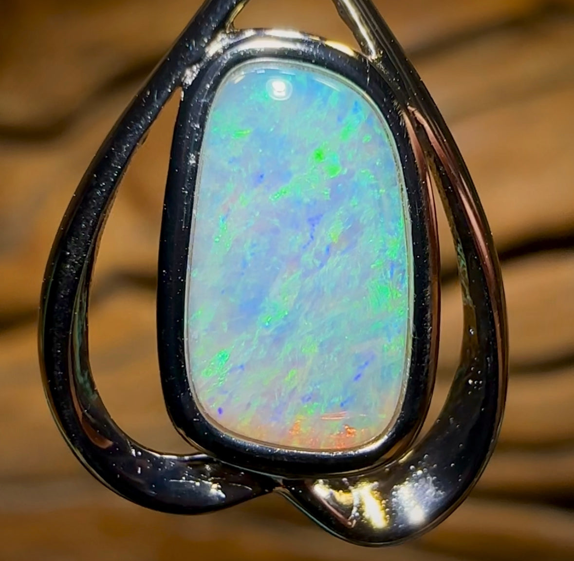 Sterling Silver - Solid South Australian Crystal Opal Pendant - Opal Whisperers