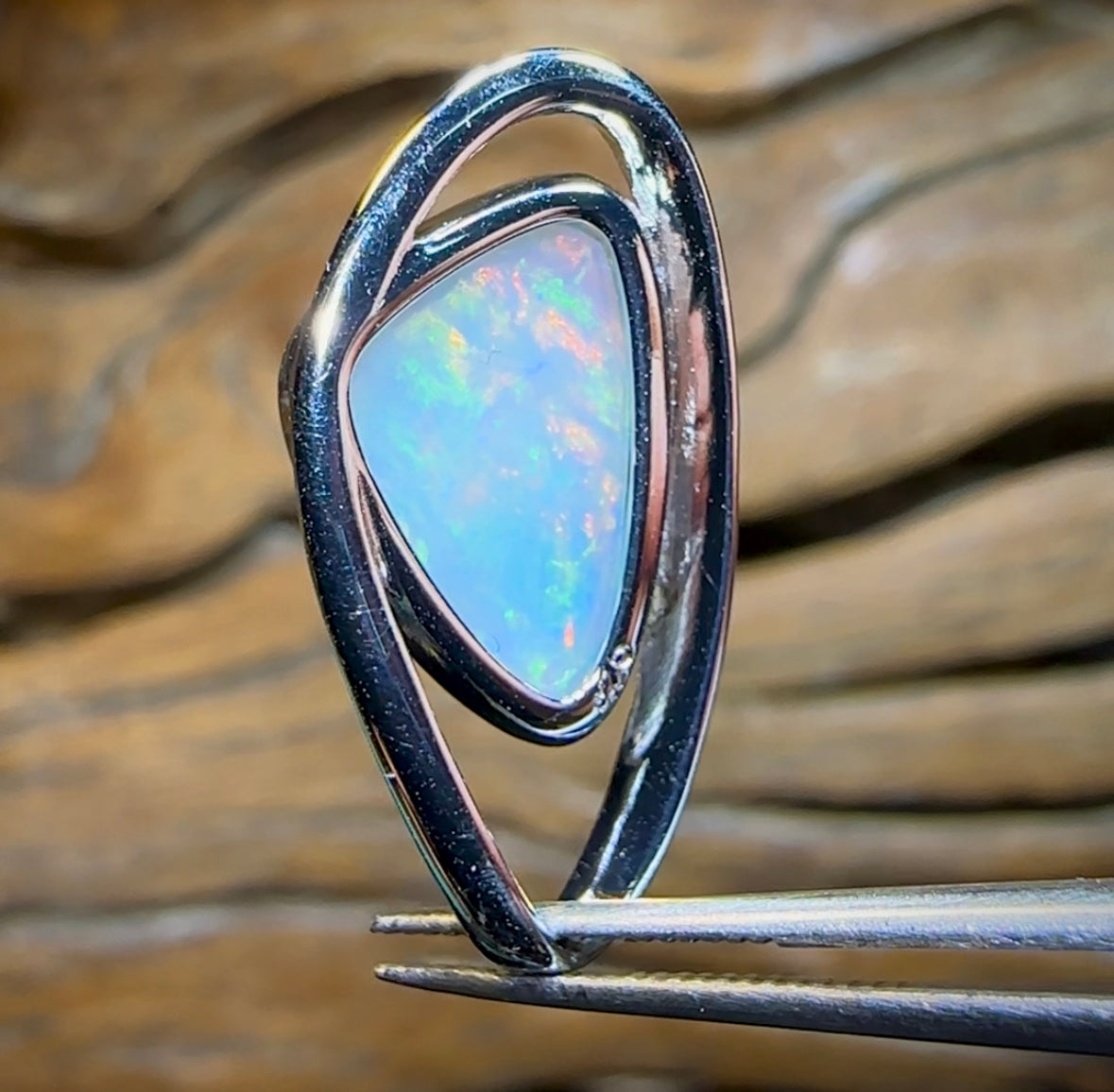 Sterling Silver - Solid South Australian Crystal Opal Pendant. Large Quality Opal - Opal Whisperers