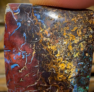 96.5cts - Australian Boulder Opal Rub.Tibal Landscape Pattern - Opal Whisperers