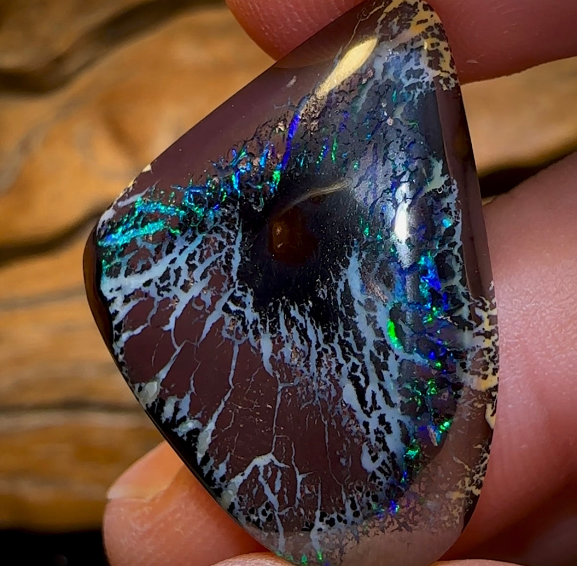 36.3cts - “Black Hole” Tribal Queensland Boulder Opal Picture Stone from Koroit