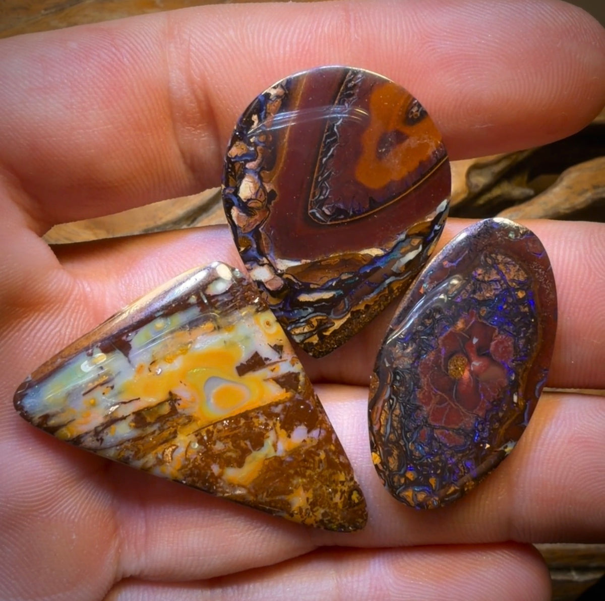 48 hour Vip Crazy Offer 71.1cts - 3x Australian Boulder Opal’s. Wholesale Dealers Parcel