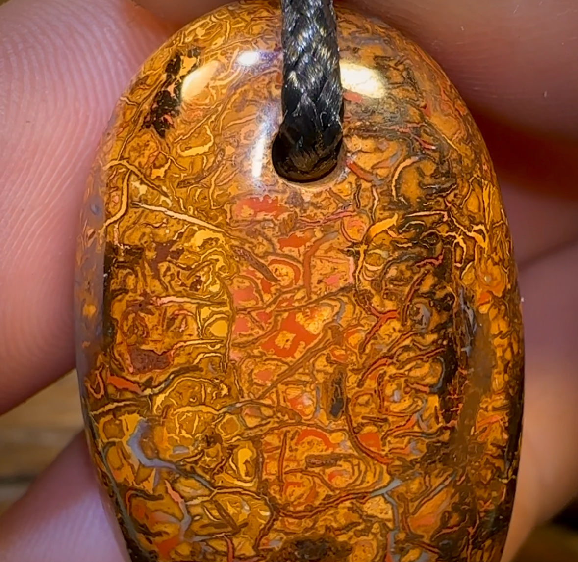 🔨 AUCTION 🔨 No Reserve 40 x 24mm - Drilled Boulder Opal Pendant w/ Eco Friendly Vegan Cord