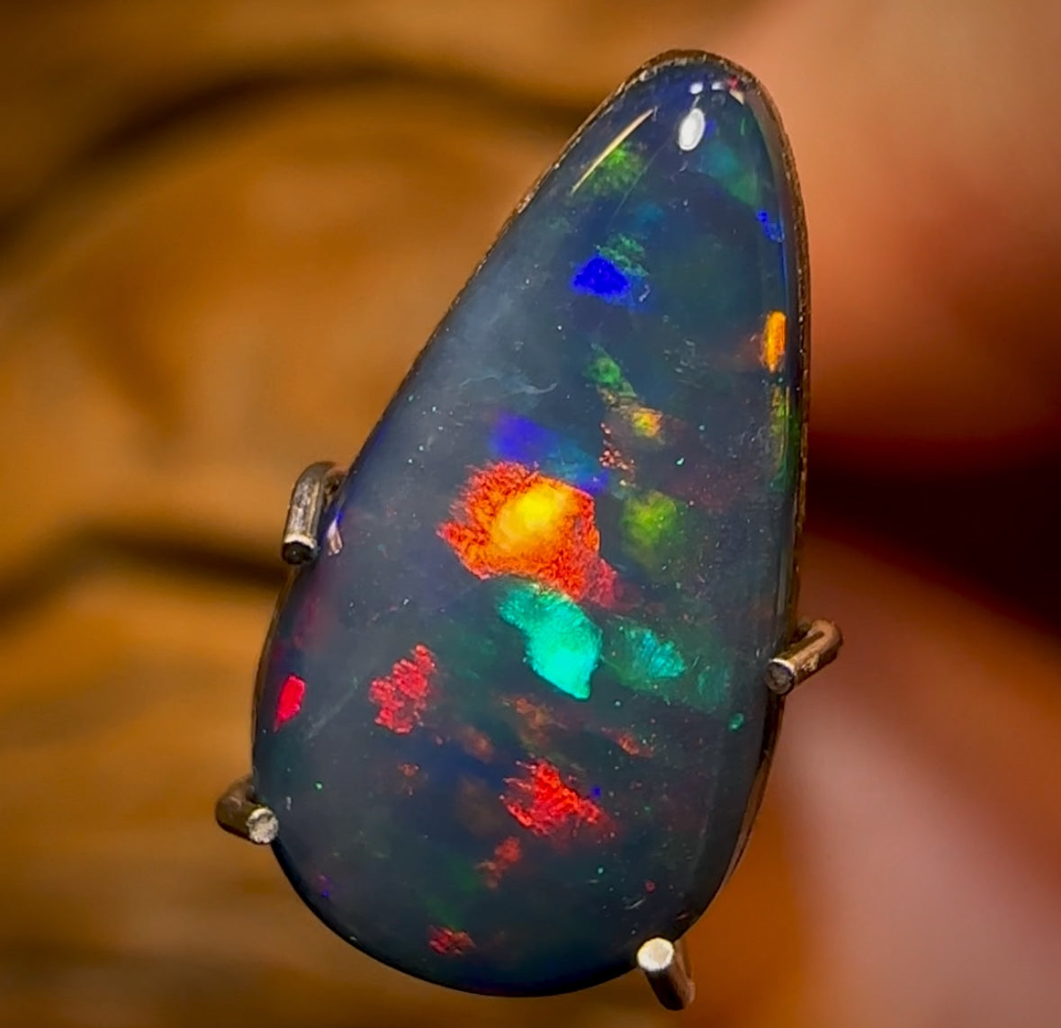 2.25cts - Top Black Teardrop Australian Boulder Opal Doublet